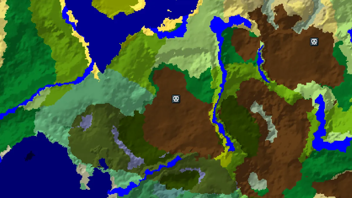 Seed map of seed 8675309123456789 centred on the ancient city marker at 224, 112