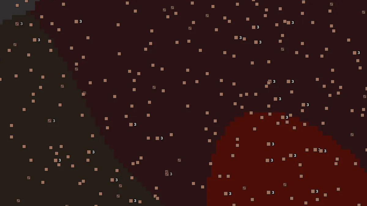 Ancient debris finder on seed 0 at block level around the Nether spawn position with debris clusters marked