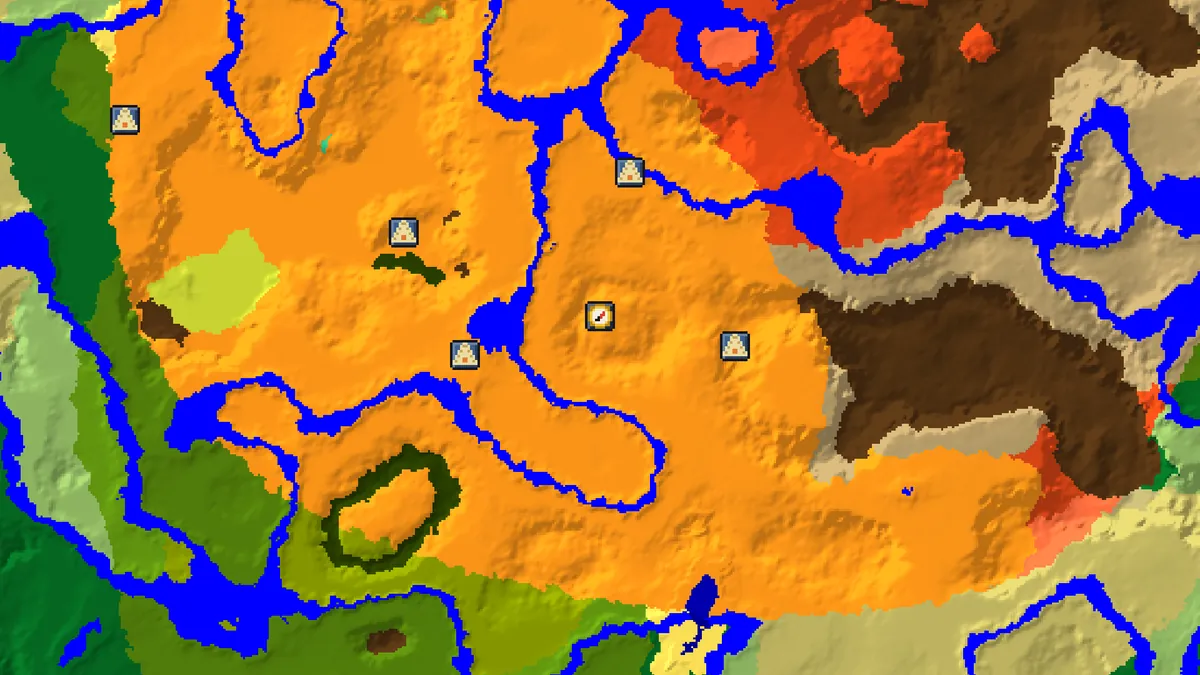 Desert temple finder on seed 118 in Bedrock edition, showing temples at 248, 56 and −248, 72 near spawn