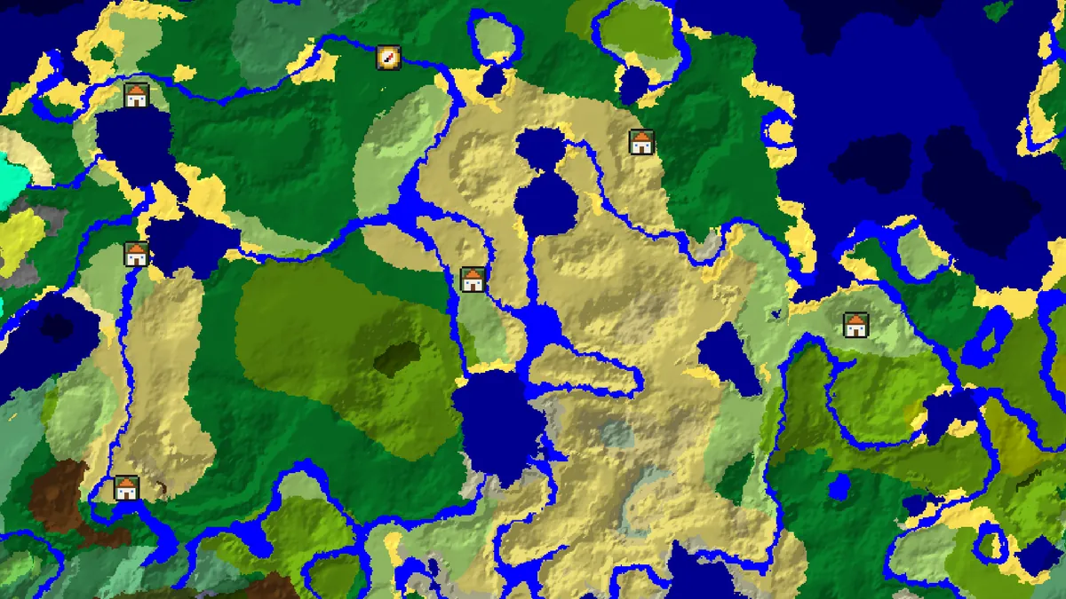 Seed 0 on Bedrock at the same position, with the village at 232, 696 instead