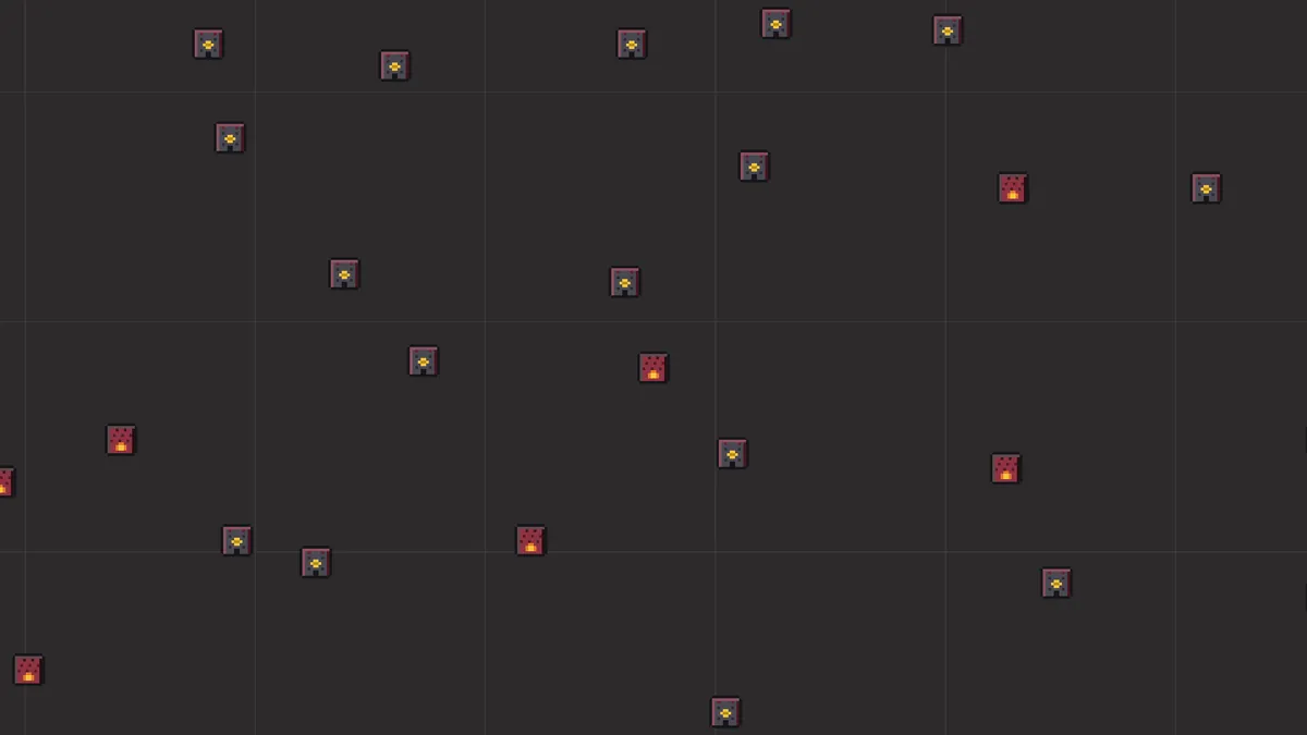 Bedrock Nether view of seed 0 with the fortress at -136, 104 and the bastion at -200, -88, biomes hidden
