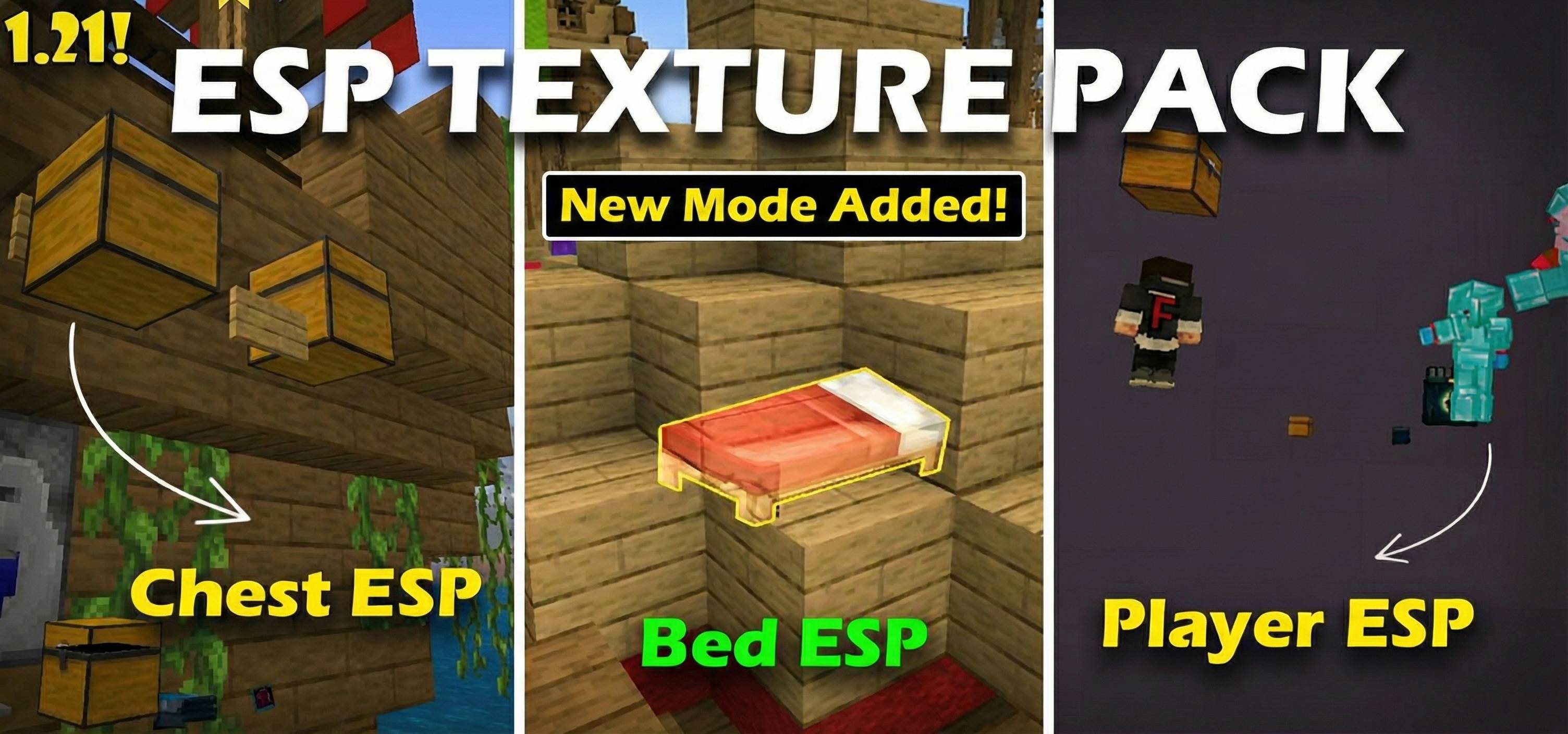 ESP Texture Pack | Chest esp, Mobs esp, Player esp, Beds esp, etc screenshot 1 of 4