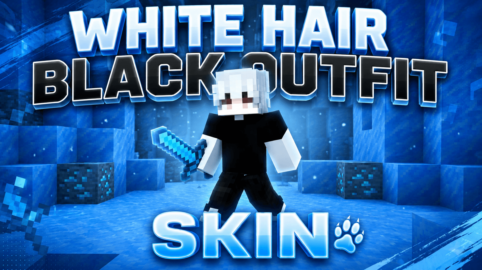 White Hair Black Outfit Skin screenshot 1 of 2
