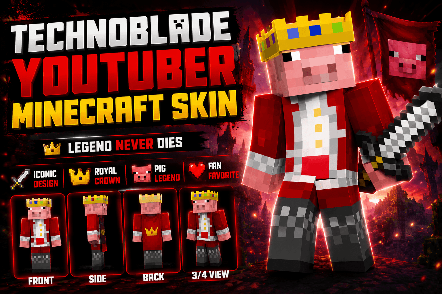 Technoblade Youtuber Skin screenshot 1 of 2