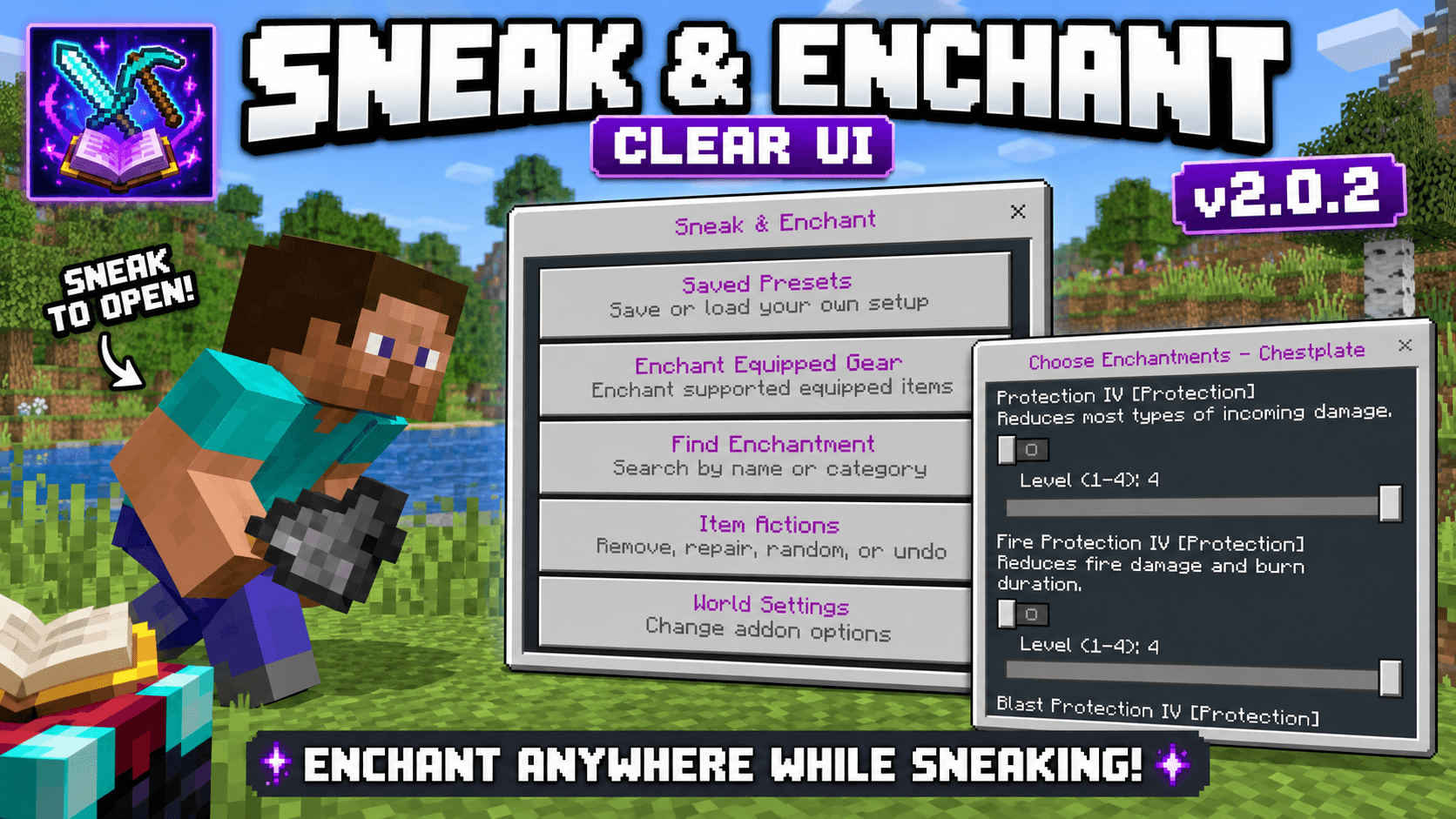 Sneak&Enchant 2.0.2(Achievement Friendly): Enchant Your Items Instantly While Sneaking! screenshot 1 of 8