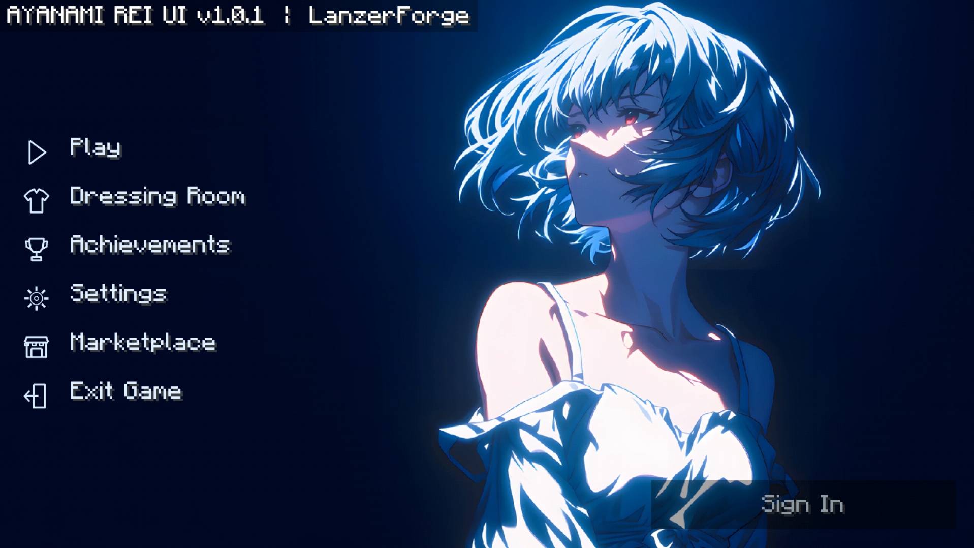 Ayanami Rei UI | Animated Anime Menu screenshot 1 of 3